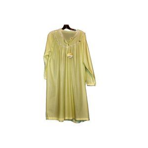 NOS Brushed Tricot by Katz Yellow Housecoat Gown Robe Vintage 70s 80s